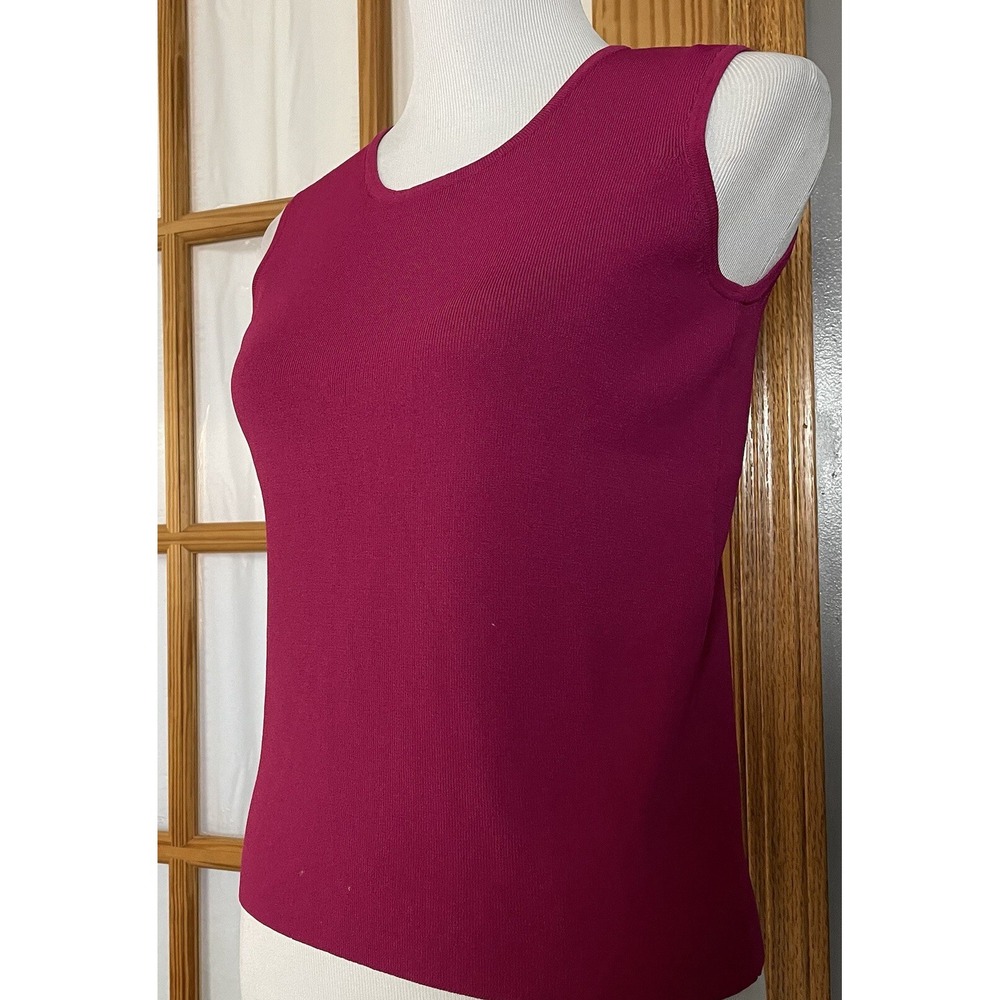 Lot Of 2 Tank Tops Womens Sz S Fuchsia Knit Green Chiffon Casual Career Classic - Picture 3 of 16